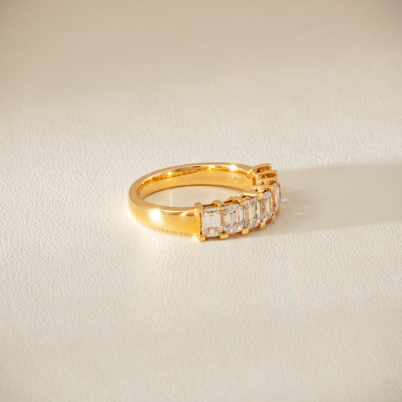 18ct Yellow Gold Emerald Cut Diamond Asra Ring - Ring - Walker & Hall