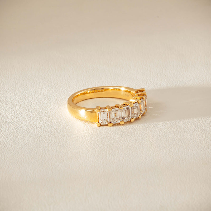 18ct Yellow Gold Emerald Cut Diamond Asra Ring - Ring - Walker & Hall