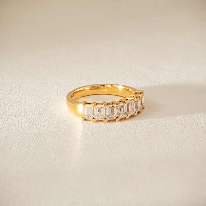 18ct Yellow Gold Emerald Cut Diamond Asra Ring - Ring - Walker & Hall