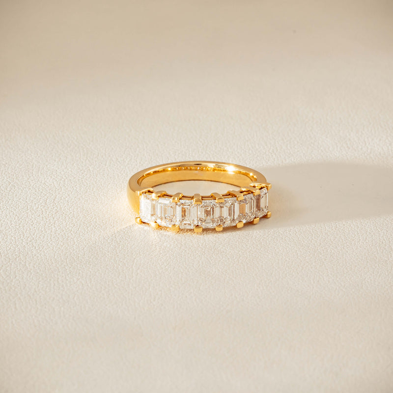 18ct Yellow Gold Emerald Cut Diamond Asra Ring - Ring - Walker & Hall