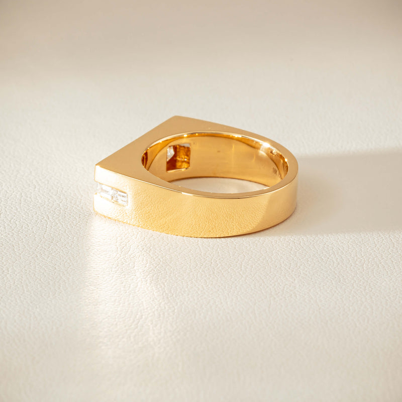 18ct Yellow Gold .50ct Princess Cut Diamond Mens Signet Ring - Ring - Walker & Hall