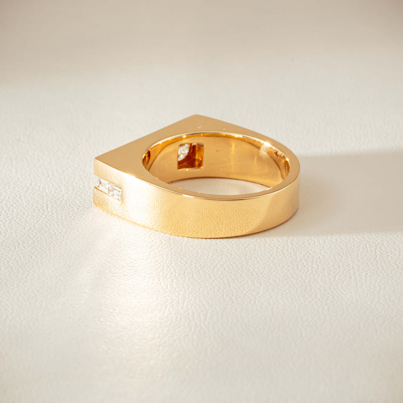 18ct Yellow Gold .50ct Princess Cut Diamond Mens Signet Ring - Ring - Walker & Hall