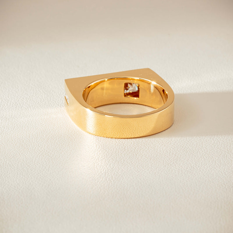 18ct Yellow Gold .50ct Princess Cut Diamond Mens Signet Ring - Ring - Walker & Hall