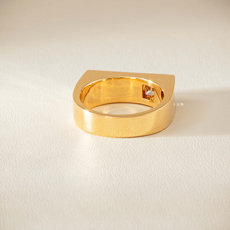 18ct Yellow Gold .50ct Princess Cut Diamond Mens Signet Ring - Ring - Walker & Hall