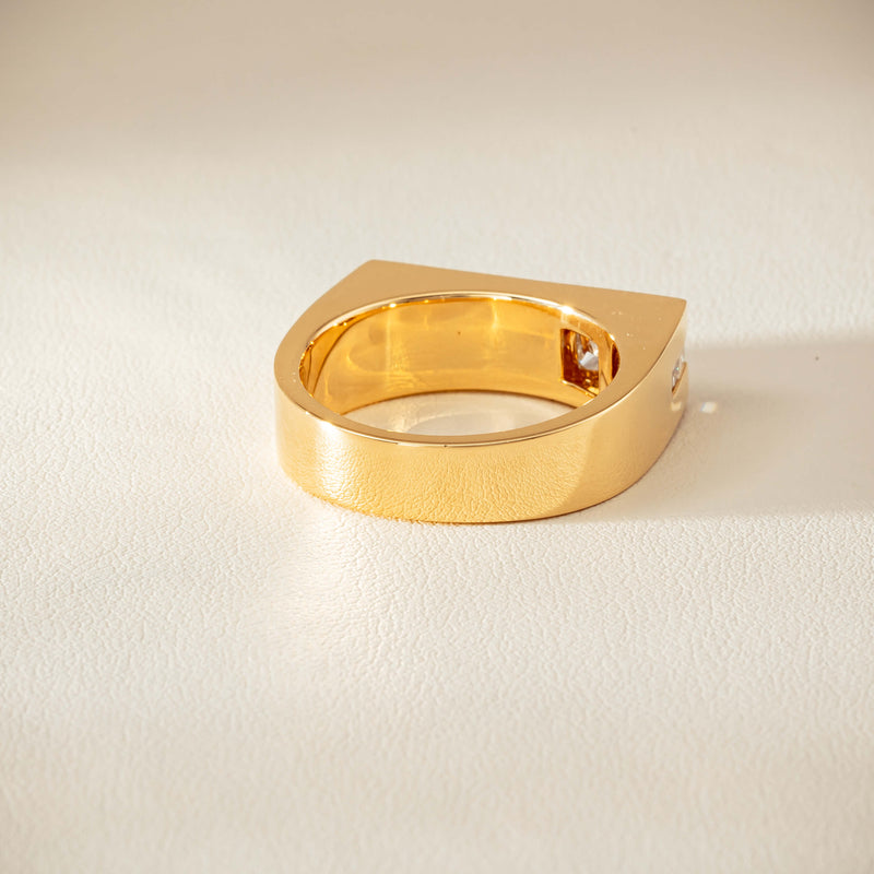 18ct Yellow Gold .50ct Princess Cut Diamond Mens Signet Ring - Ring - Walker & Hall