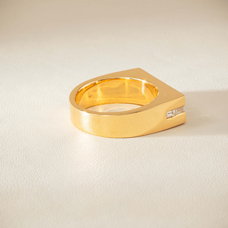 18ct Yellow Gold .50ct Princess Cut Diamond Mens Signet Ring - Ring - Walker & Hall