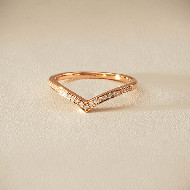 14ct Rose Gold Diamond Chevron Band