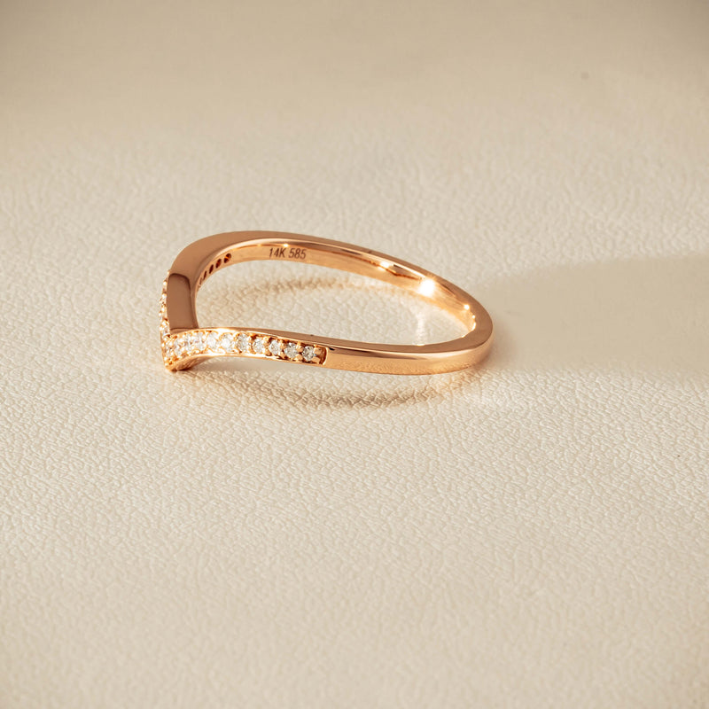 14ct Rose Gold Diamond Chevron Band
