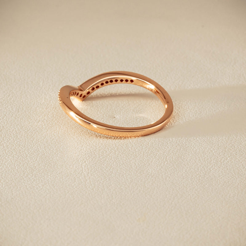 14ct Rose Gold Diamond Chevron Band