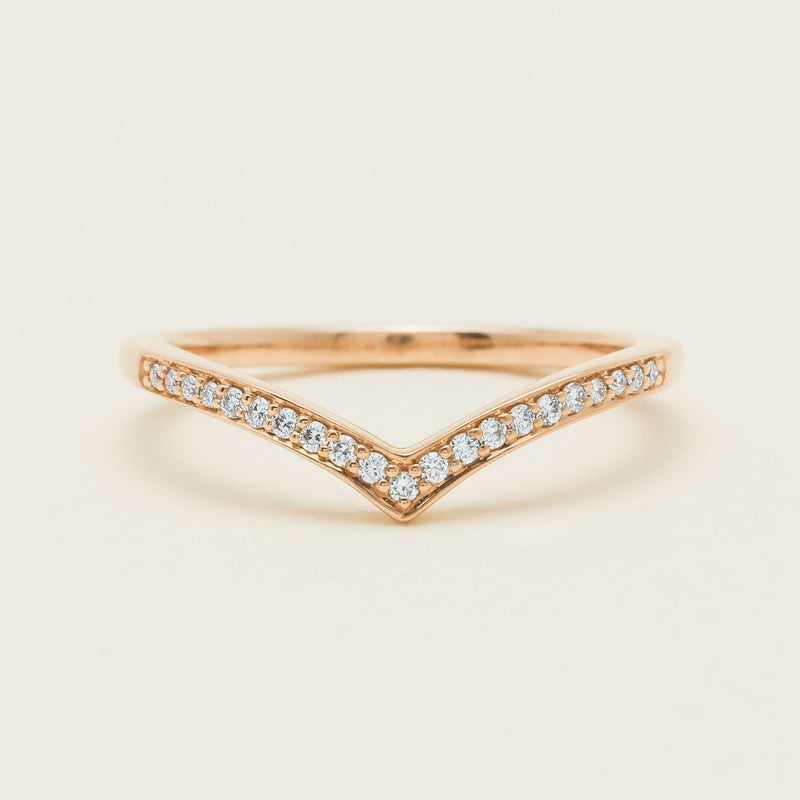 14ct Rose Gold Diamond Chevron Band