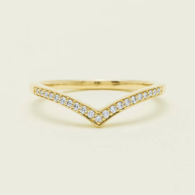 14ct Yellow Gold Diamond Chevron Band