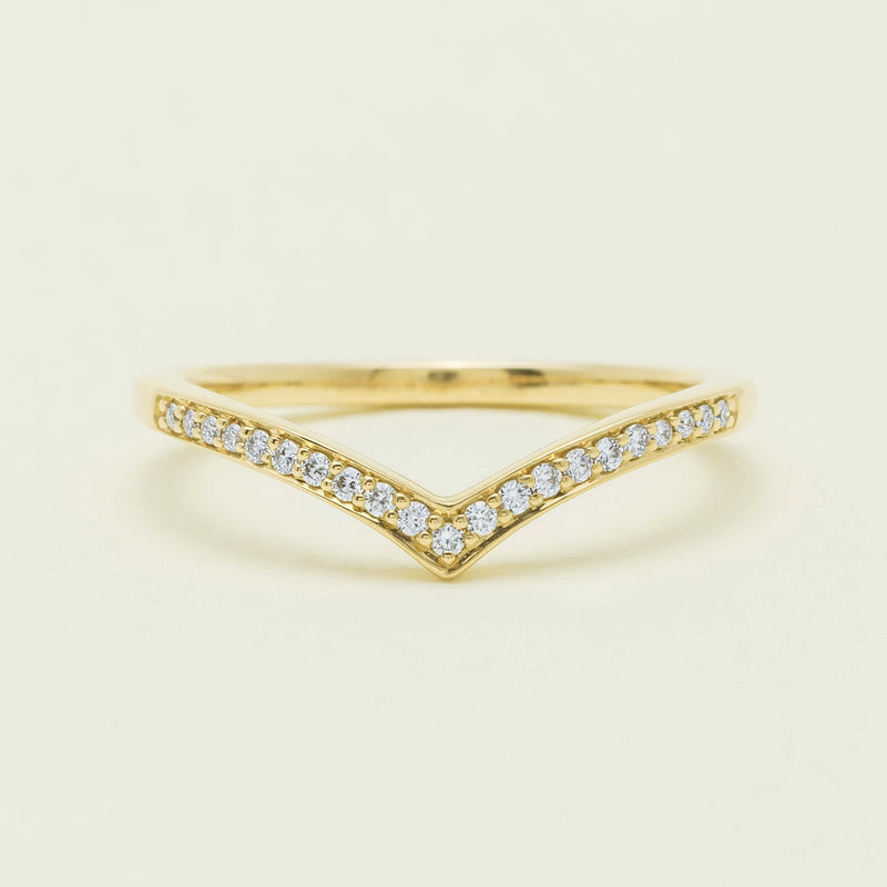 14ct Yellow Gold Diamond Chevron Band