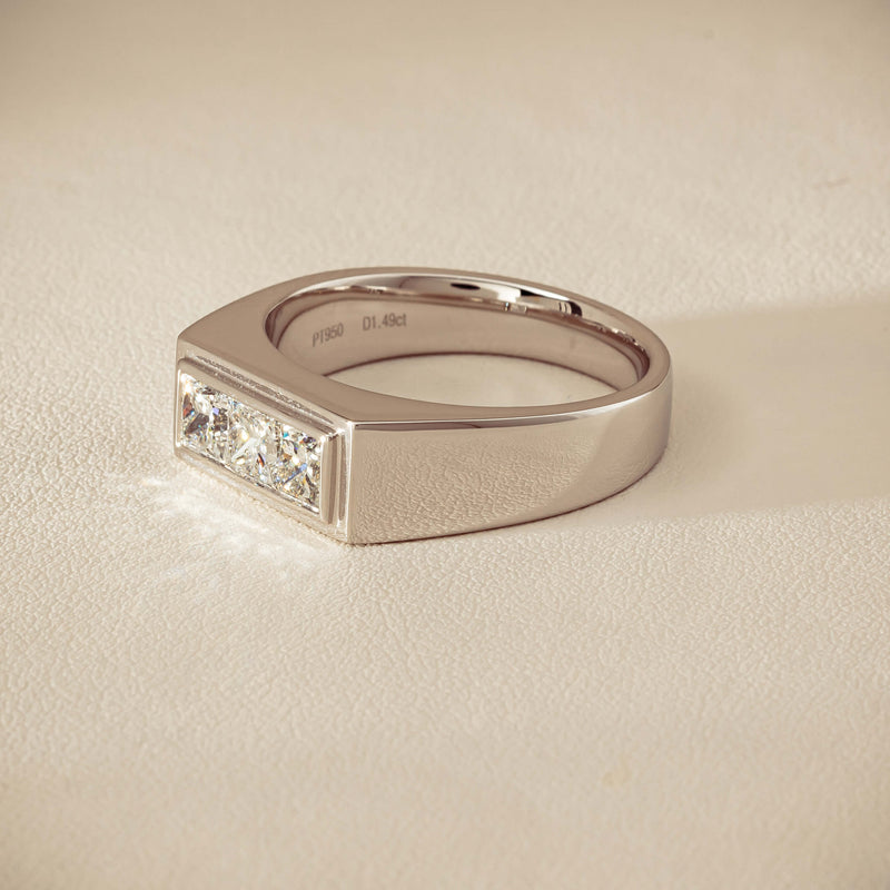Platinum 1.47ct Reclaimed Princess Diamond Mens Ring