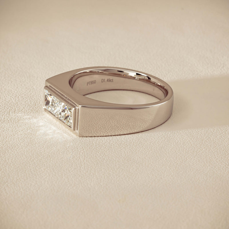 Platinum 1.47ct Reclaimed Princess Diamond Mens Ring