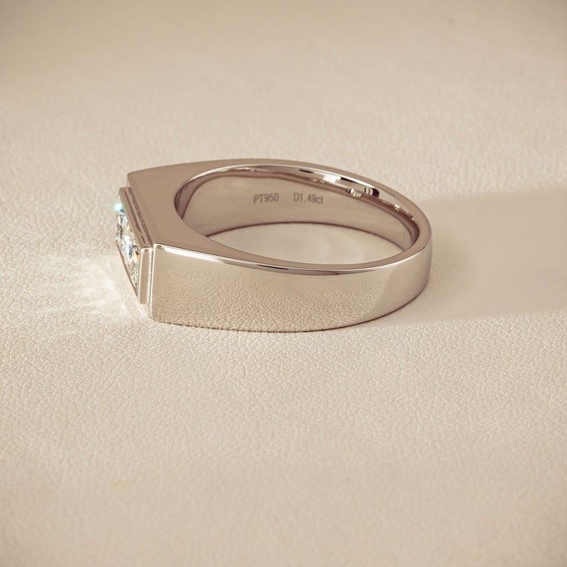 Platinum 1.47ct Reclaimed Princess Diamond Mens Ring