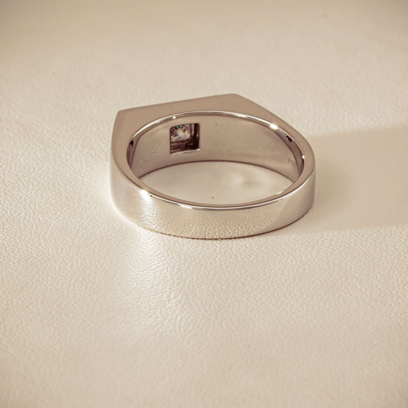 Platinum 1.47ct Reclaimed Princess Diamond Mens Ring