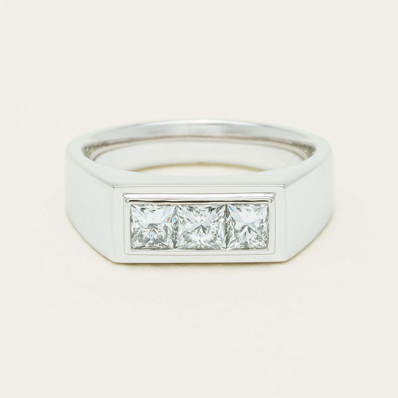 Platinum 1.47ct Reclaimed Princess Diamond Mens Ring