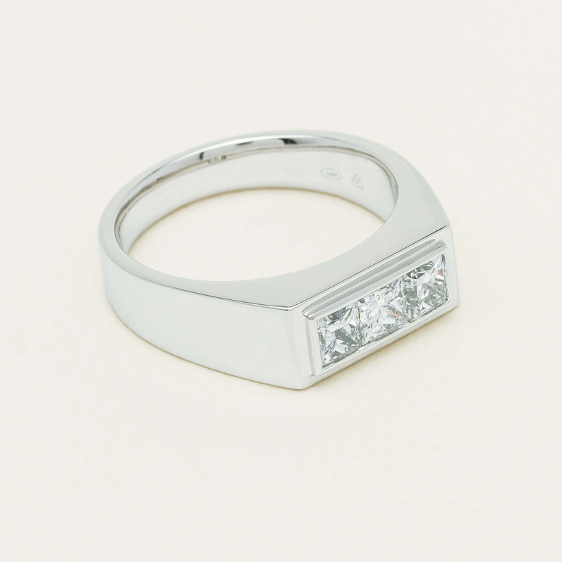 Platinum 1.47ct Reclaimed Princess Diamond Mens Ring