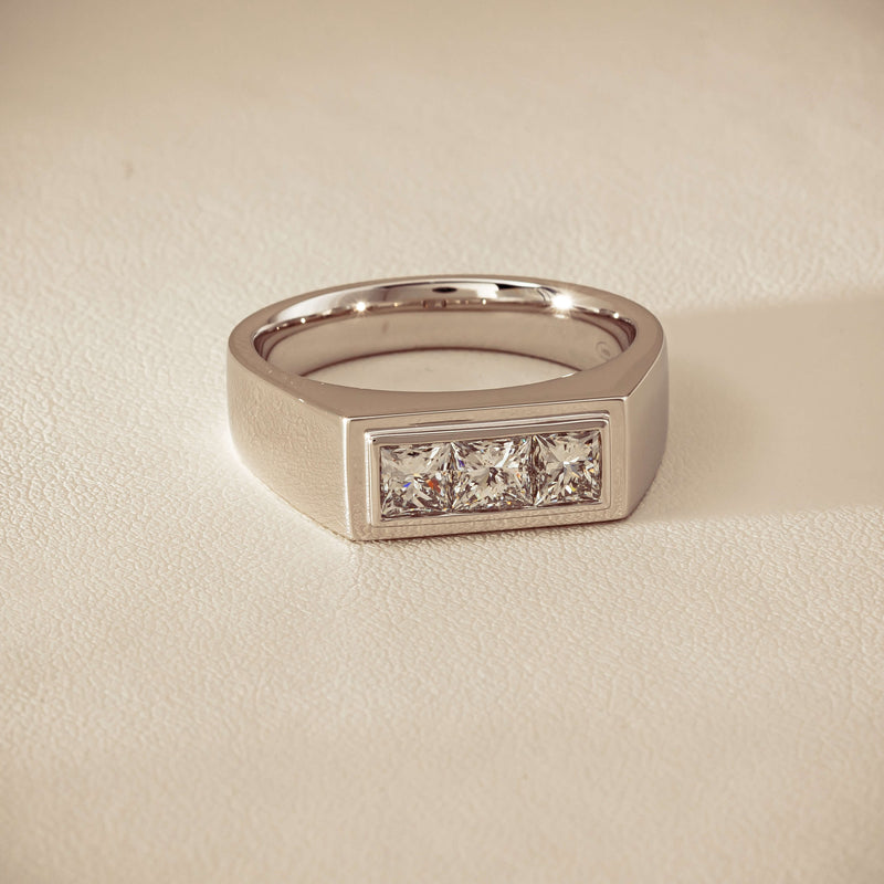 Platinum 1.47ct Reclaimed Princess Diamond Mens Ring