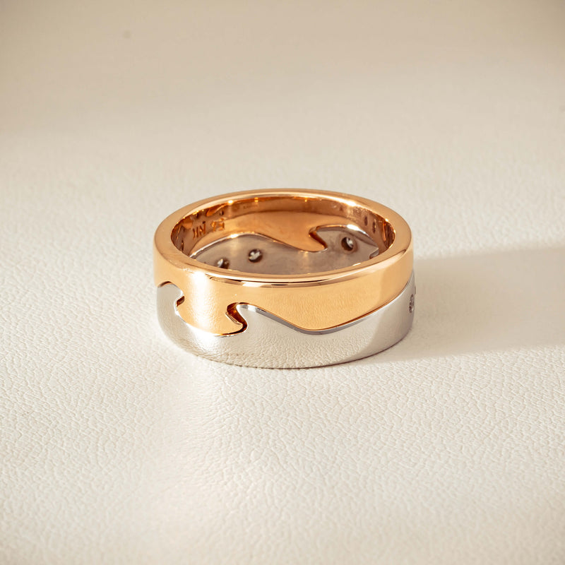 Deja Vu 18ct Bi-Tone Gold Diamond Two-Piece Fusion Band