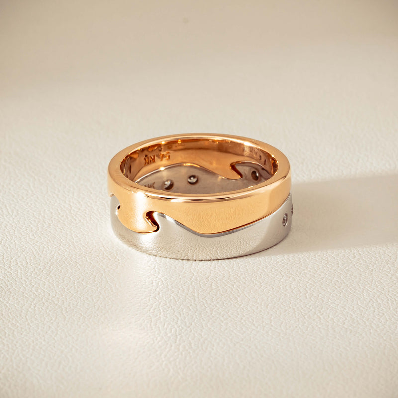 Deja Vu 18ct Bi-Tone Gold Diamond Two-Piece Fusion Band