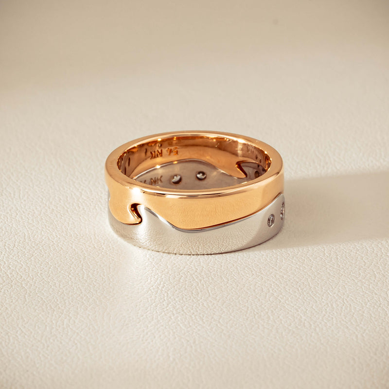Deja Vu 18ct Bi-Tone Gold Diamond Two-Piece Fusion Band
