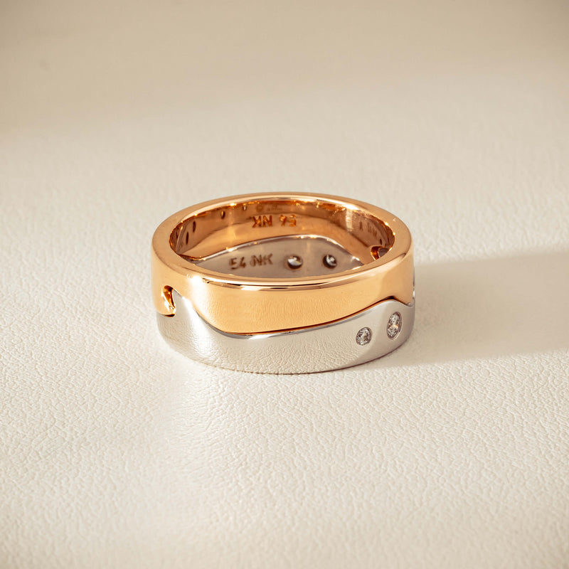 Deja Vu 18ct Bi-Tone Gold Diamond Two-Piece Fusion Band