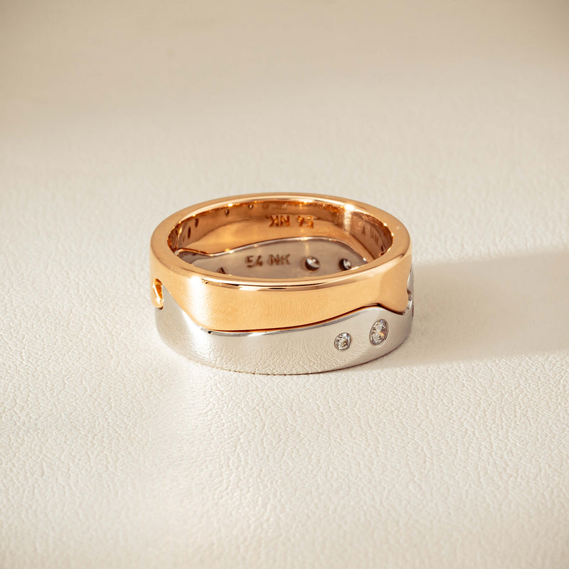 Deja Vu 18ct Bi-Tone Gold Diamond Two-Piece Fusion Band