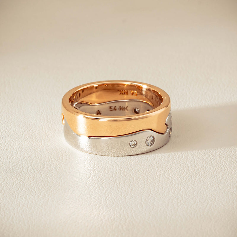 Deja Vu 18ct Bi-Tone Gold Diamond Two-Piece Fusion Band
