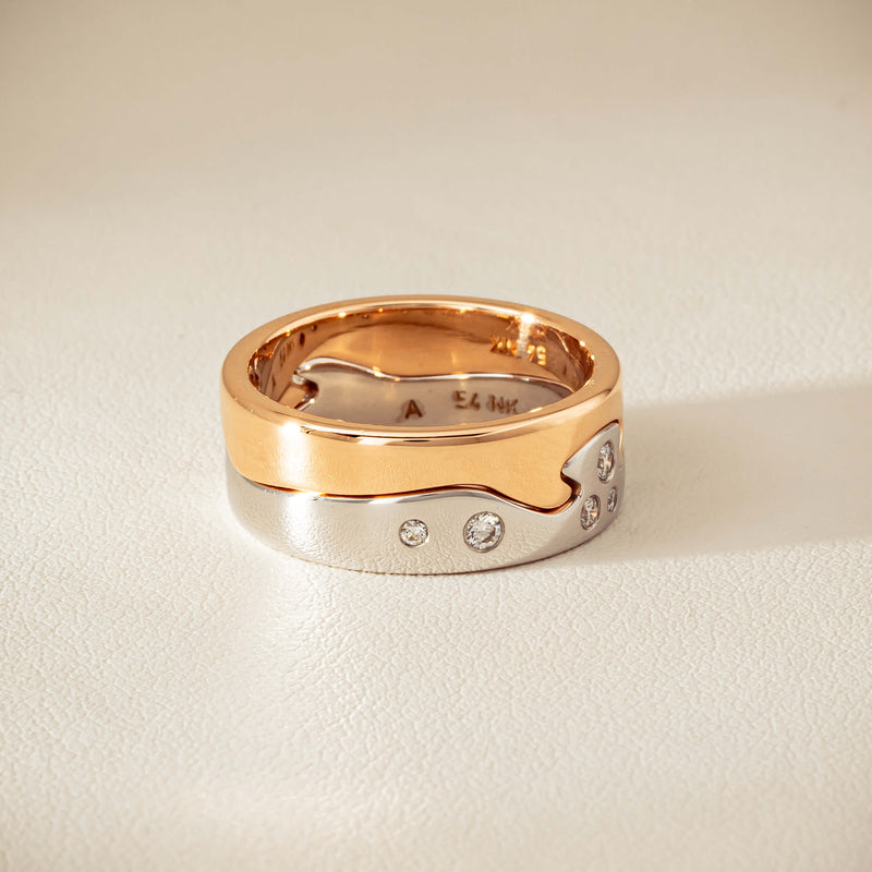 Deja Vu 18ct Bi-Tone Gold Diamond Two-Piece Fusion Band