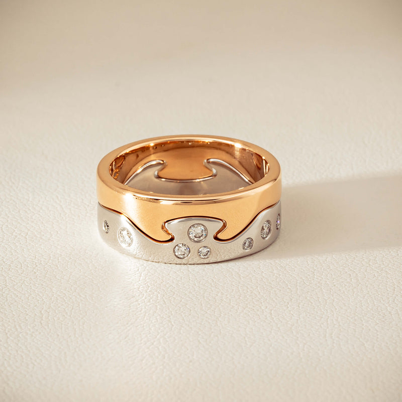 Deja Vu 18ct Bi-Tone Gold Diamond Two-Piece Fusion Band