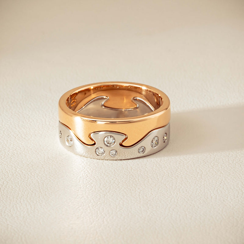 Deja Vu 18ct Bi-Tone Gold Diamond Two-Piece Fusion Band