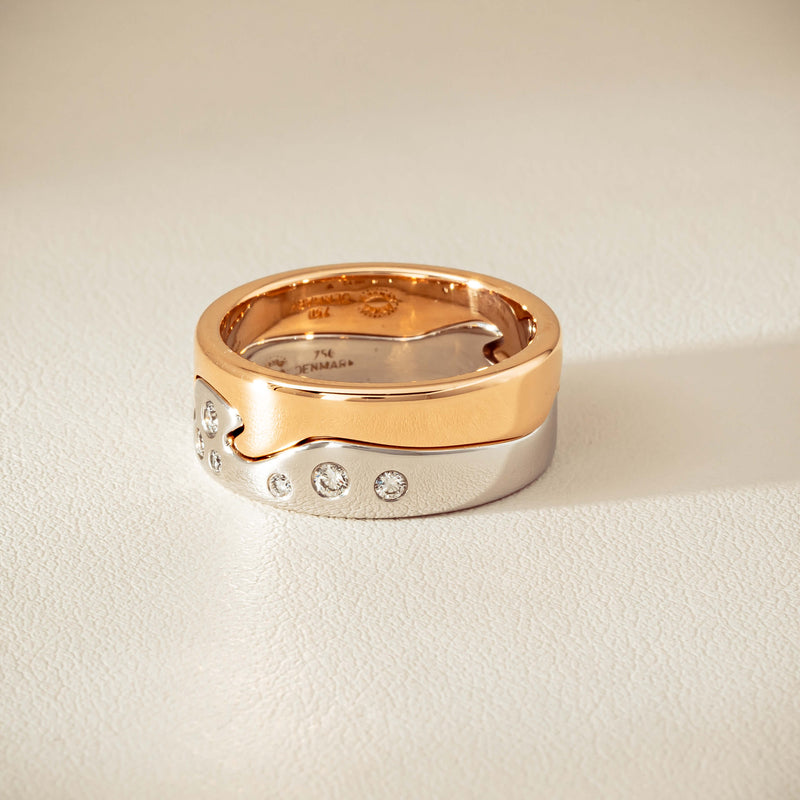 Deja Vu 18ct Bi-Tone Gold Diamond Two-Piece Fusion Band