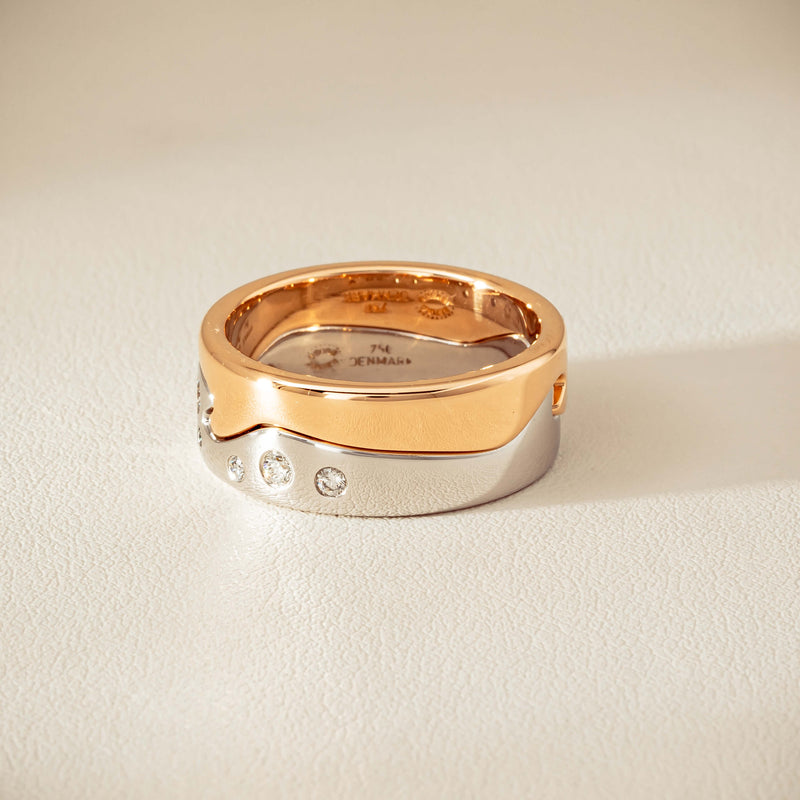 Deja Vu 18ct Bi-Tone Gold Diamond Two-Piece Fusion Band