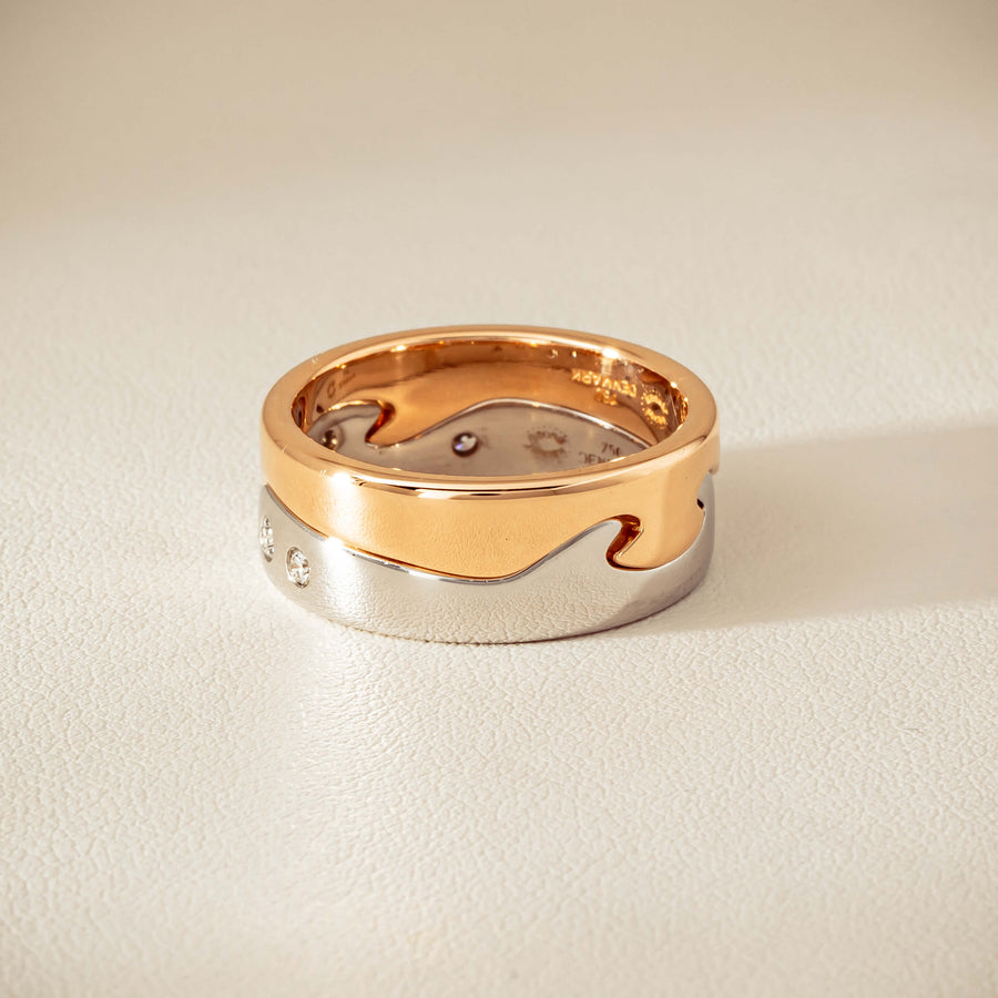 Deja Vu 18ct Bi-Tone Gold Diamond Two-Piece Fusion Band