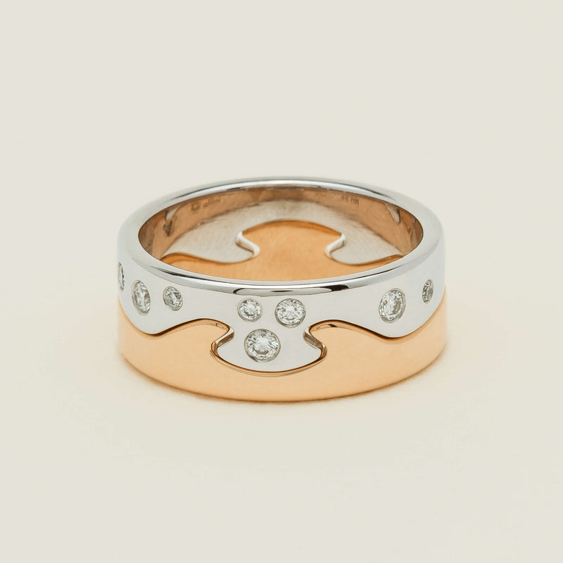 Deja Vu 18ct Bi-Tone Gold Diamond Two-Piece Fusion Band