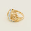 18ct Bi-Tone Gold .05ct Diamond Dome Dress Ring