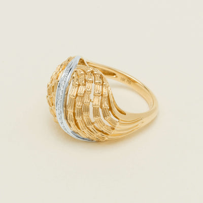 18ct Bi-Tone Gold .05ct Diamond Dome Dress Ring