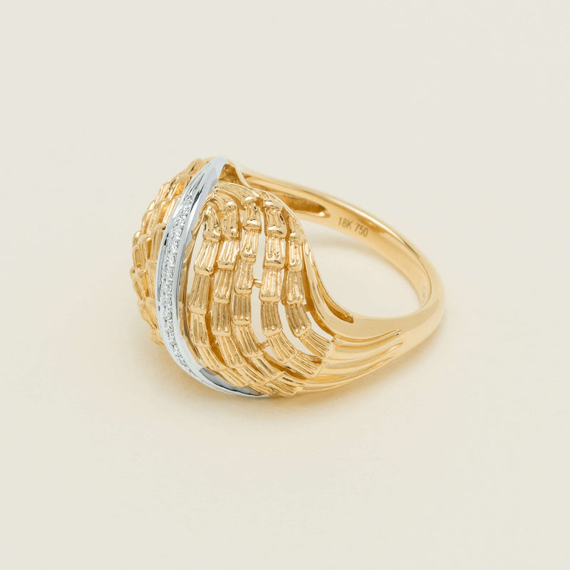 18ct Bi-Tone Gold .05ct Diamond Dome Dress Ring