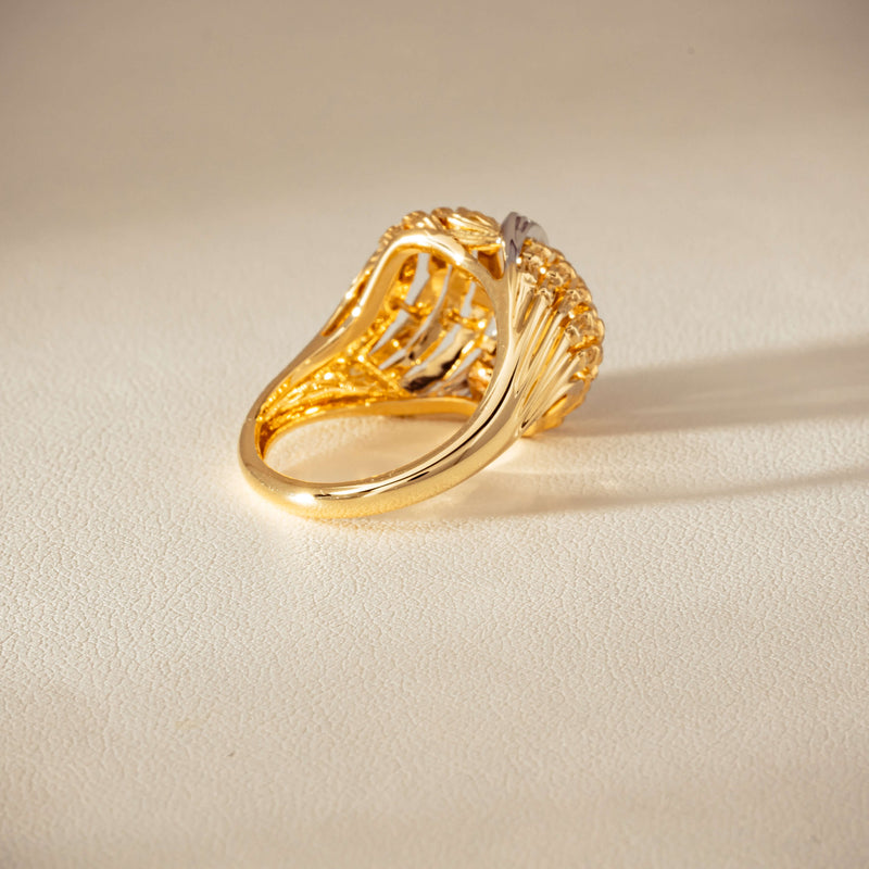 18ct Bi-Tone Gold .05ct Diamond Dome Dress Ring