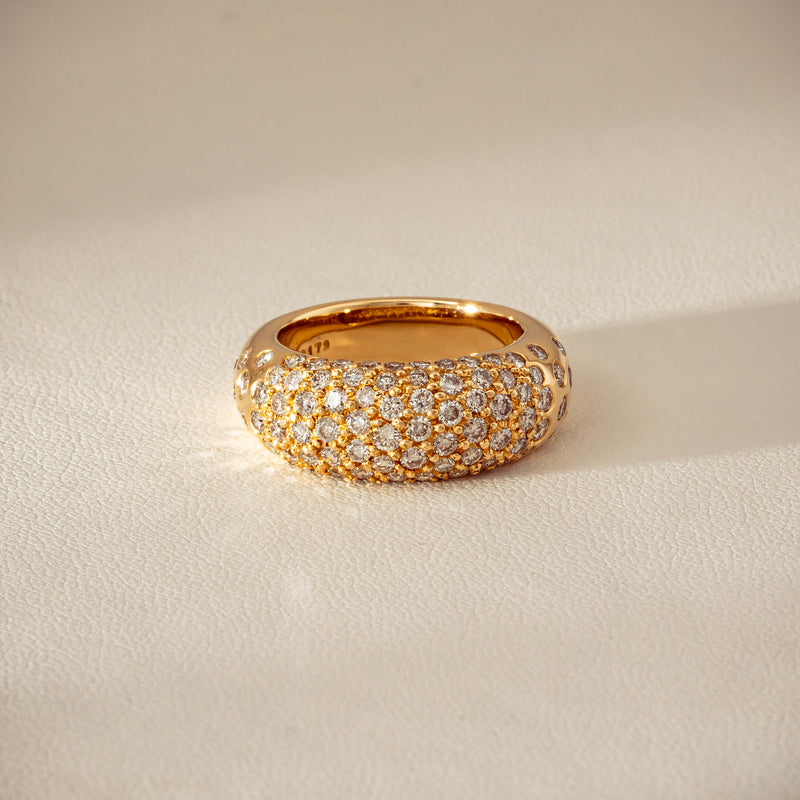 Deja Vu 18ct Yellow Gold 1.79ct Diamond Pave Dome Ring