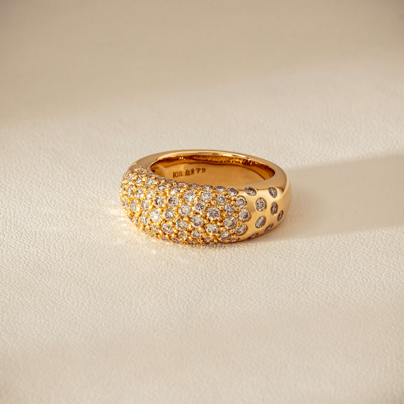 Deja Vu 18ct Yellow Gold 1.79ct Diamond Pave Dome Ring