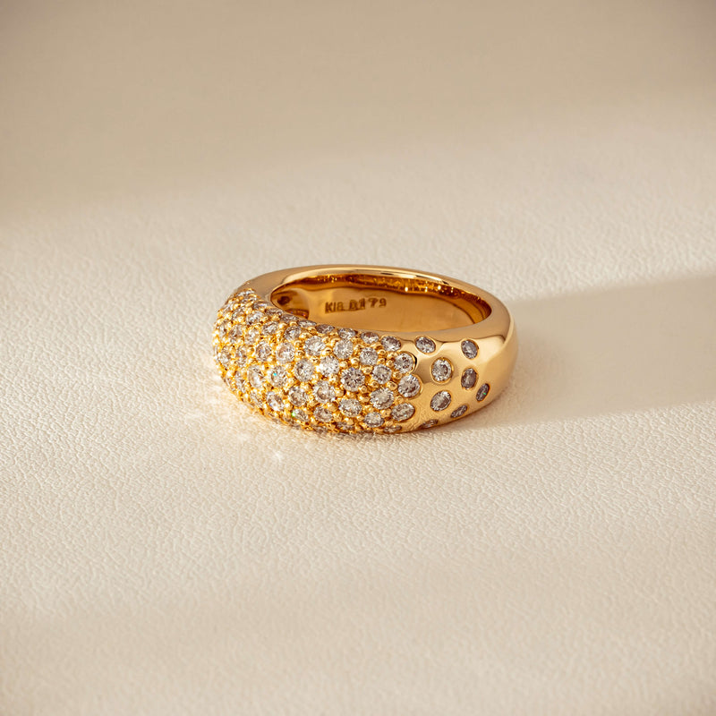 Deja Vu 18ct Yellow Gold 1.79ct Diamond Pave Dome Ring