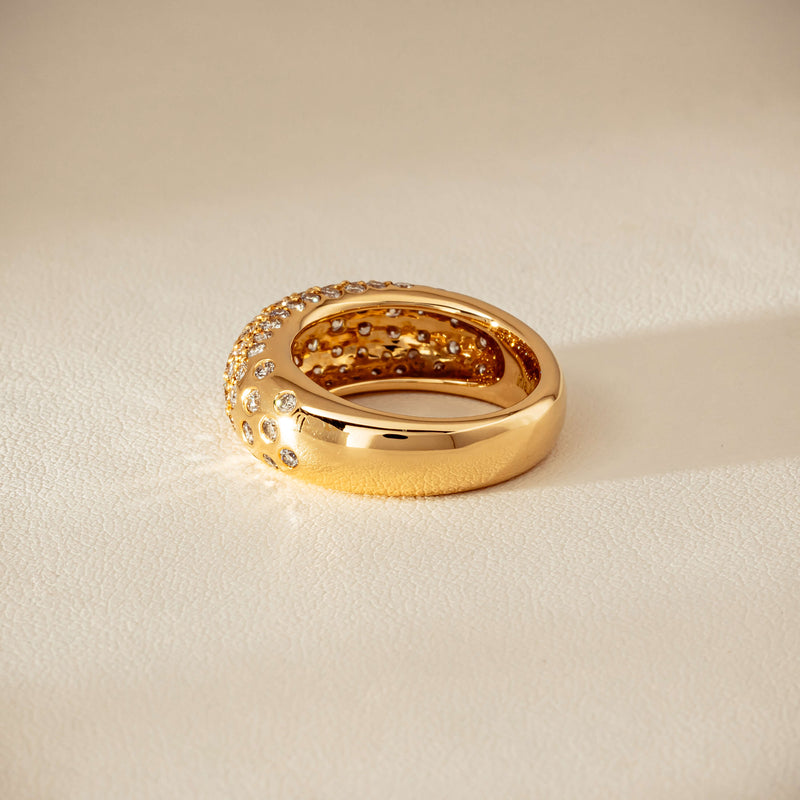Deja Vu 18ct Yellow Gold 1.79ct Diamond Pave Dome Ring