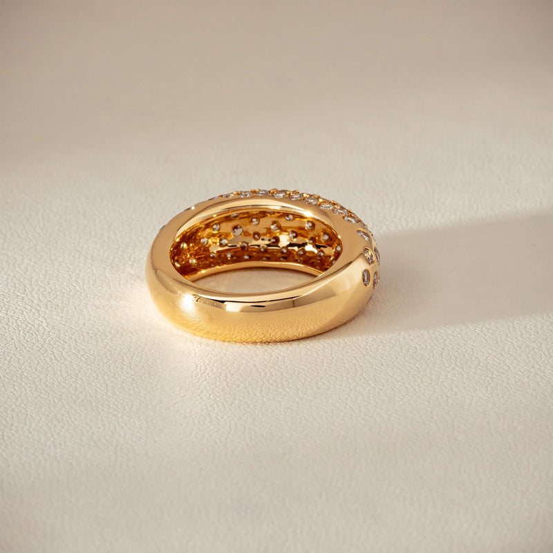 Deja Vu 18ct Yellow Gold 1.79ct Diamond Pave Dome Ring
