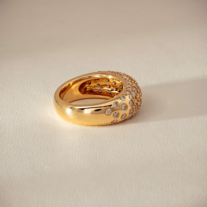 Deja Vu 18ct Yellow Gold 1.79ct Diamond Pave Dome Ring