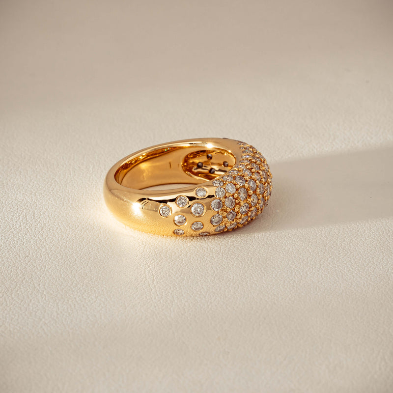 Deja Vu 18ct Yellow Gold 1.79ct Diamond Pave Dome Ring