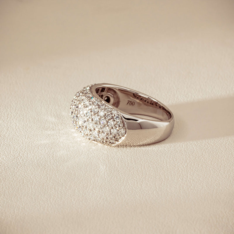 Deja Vu 18ct White Gold 2.00ct Diamond Pave Dome Ring