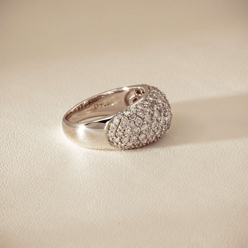 Deja Vu 18ct White Gold 2.00ct Diamond Pave Dome Ring
