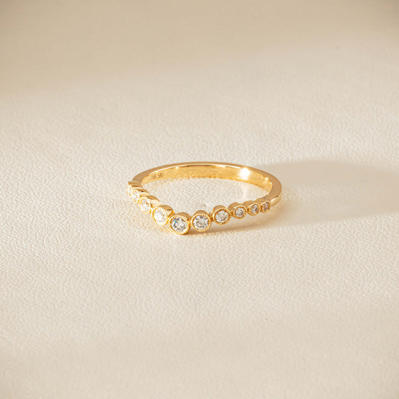 14ct Yellow Gold Diamond Bubble Band